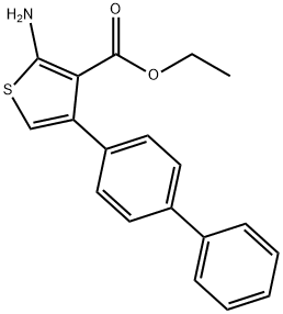 2-アミノ-4-(1,1'-ビフェニル-4-イル)チオフェン-3-カルボン酸エチル 化学構造式