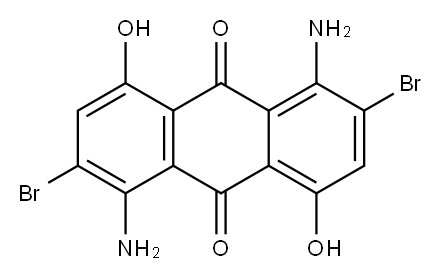 1,5-ジアミノ-2,6-ジブロモ-4,8-ジヒドロキシ-9,10-アントラセンジオン 化学構造式