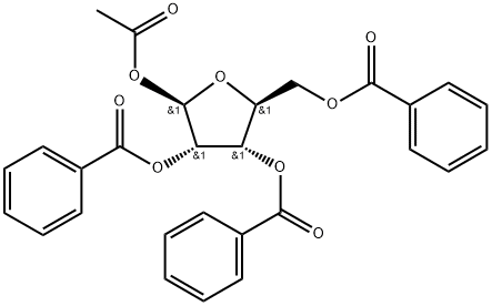 1-O-乙酰基-2,3,5-O-三苯甲酰基-BETA-L-呋喃核糖 结构式