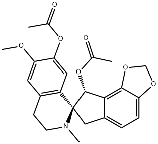 (7S,8R)-3',4',6,8-テトラヒドロ-6'-メトキシ-2'-メチルスピロ[7H-インデノ[4,5-d]-1,3-ジオキソール-7,1'(2'H)-イソキノリン]-7',8-ジオールジアセタート 化学構造式