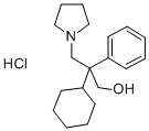 1-Pyrrolidinepropanol, alpha-cyclohexyl-alpha-phenyl-, hydrochloride,  (-)- 结构式