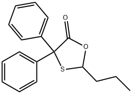 4,4-ジフェニル-2-プロピル-1,3-オキサチオラン-5-オン 化学構造式