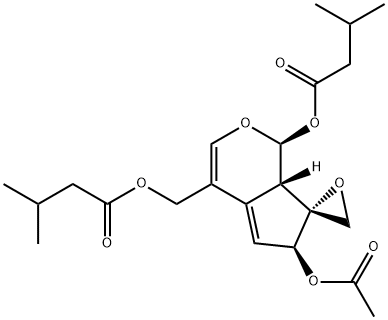 [1S-(1alpha,6alpha,7beta,7aalpha)]-6-acetoxy-6,7a-dihydro-4-[(isovaleryloxy)methyl]spiro[cyclopenta[c]pyran-7(1H),2'-oxiran]-1-yl isovalerate  Structure