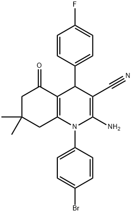 2-amino-1-(4-bromophenyl)-4-(4-fluorophenyl)-7,7-dimethyl-5-oxo-1,4,5,6,7,8-hexahydro-3-quinolinecarbonitrile Structure