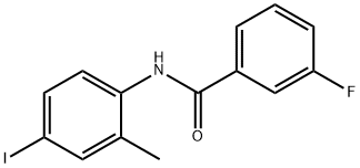 3-フルオロ-N-(4-ヨード-2-メチルフェニル)ベンズアミド 化学構造式