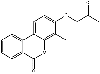 4-メチル-3-(1-メチル-2-オキソプロポキシ)-6H-ベンゾ[C]クロメン-6-オン 化学構造式