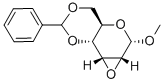 メチル4-O,6-O-ベンジリデン-2,3-アンヒドロ-α-D-アロピラノシド 化学構造式
