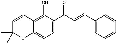 (2E)-1-(5-ヒドロキシ-2,2-ジメチル-2H-1-ベンゾピラン-6-イル)-3-フェニル-2-プロペン-1-オン 化学構造式