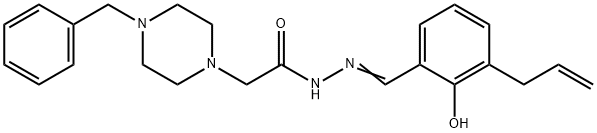 N′-(2-ヒドロキシ-3-アリルベンジリデン)(4-ベンジルピペラジノ)アセトヒドラジド 化学構造式