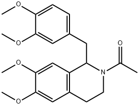 2-アセチル-1-[(3,4-ジメトキシフェニル)メチル]-1,2,3,4-テトラヒドロ-6,7-ジメトキシイソキノリン 化学構造式