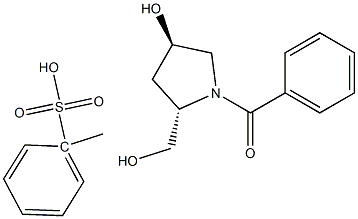 4-メチルベンゼンスルホン酸(3R,5S)-1-ベンゾイル-5-(ヒドロキシメチル)ピロリジン-3-イル 化学構造式
