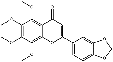 5,6,7,8-テトラメトキシ-3',4'-(メチレンジオキシ)フラボン 化学構造式