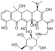 2-デオキシ-2-[[[4-(ジメチルアミノ)-1,4,4a,5,5a,6,11,12a-オクタヒドロ-3,6,10,12,12a-ペンタヒドロキシ-6-メチル-1,11-ジオキソナフタセン-2-イルカルボニルアミノ]メチル]アミノ]-β-D-グルコピラノース 化学構造式