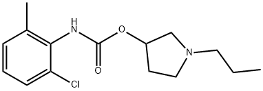 N-(2-クロロ-6-メチルフェニル)カルバミド酸1-プロピル-3-ピロリジニル 化学構造式