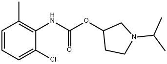 N-(2-クロロ-6-メチルフェニル)カルバミド酸1-イソプロピル-3-ピロリジニル 化学構造式