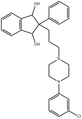 2-[3-[4-(m-クロロフェニル)-1-ピペラジニル]プロピル]-2-フェニル-1,3-インダンジオール 化学構造式