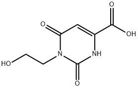 1,2,3,6-テトラヒドロ-1-(2-ヒドロキシエチル)-2,6-ジオキソ-4-ピリミジンカルボン酸 化学構造式