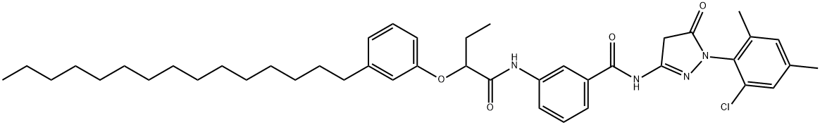 3'-[[1-(6-chloro-2,4-xylyl)-5-oxo-2-pyrazolin-3-yl]carbamoyl]-2-(m-pentadecylphenoxy)butyranilide Struktur