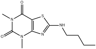 2-(Butylamino)-4,6-dimethylthiazolo(4,5-d)pyrimidine-5,7(4H,6H)-dione Struktur