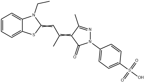 4-[4-[2-(3-ethyl-2(3H)-benzothiazolylidene)-1-methylethylidene]-4,5-dihydro-3-methyl-5-oxo-1H-pyrazol-1-yl]benzenesulphonic acid Structure