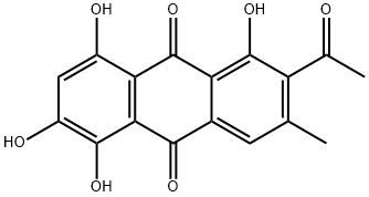 2-Acetyl-1,5,6,8-tetrahydroxy-3-methylanthraquinone Struktur