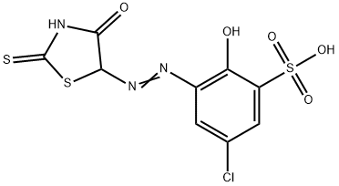 5-クロロ-2-ヒドロキシ-3-[(4-オキソ-2-チオキソチアゾリジン-5-イル)アゾ]ベンゼンスルホン酸 化学構造式