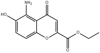 5-アミノ-6-ヒドロキシ-4-オキソ-4H-1-ベンゾピラン-2-カルボン酸エチル 化学構造式