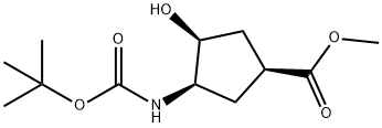 (1R,2S,4S)-N-BOC-1-氨基-2-羟基环戊烷-4-羧酸甲酯, 321744-14-3, 结构式