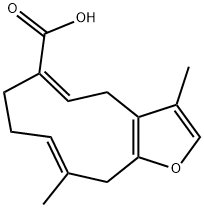 (5Z,9E)-4,7,8,11-Tetrahydro-3,10-dimethylcyclodeca[b]furan-6-carboxylic acid Structure