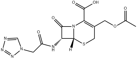 (6R-trans)-3-(acetoxymethyl)-8-oxo-7-(1H-tetrazol-1-ylacetamido)-5-thia-1-azabicyclo[4.2.0]oct-2-ene-2-carboxylic acid Structure