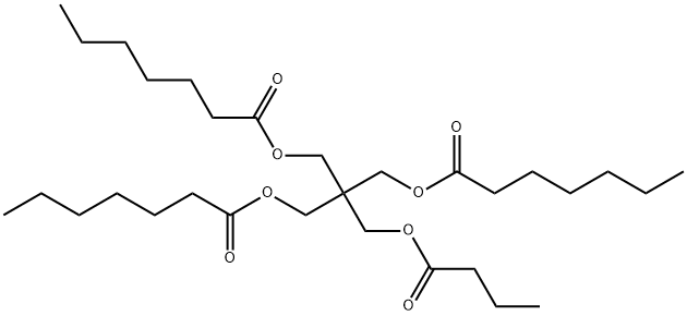 ビスヘプタン酸2-[(1-オキソブトキシ)メチル]-2-[[(1-オキソヘプチル)オキシ]メチル]-1,3-プロパンジイル 化学構造式