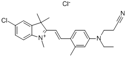 5-chloro-2-[2-[4-[(2-cyanoethyl)ethylamino]-o-tolyl]vinyl]-1,3,3-trimethyl-3H-indolium chloride  Struktur