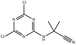 2-[(4,6-ジクロロ-1,3,5-トリアジン-2-イル)アミノ]-2-メチルプロピオノニトリル 化学構造式