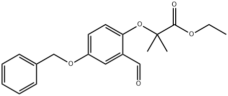 Propanoic acid, 2-[2-forMyl-4-(phenylMethoxy)phenoxy]-2-Methyl-, ethyl ester Structure