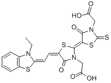 5-[3-(carboxymethyl)-5-[(3-ethylbenzothiazol-2(3H)-ylidene)ethylidene]-4-oxothiazolidin-2-ylidene]-4-oxo-2-thioxothiazolidin-3-acetic acid Structure