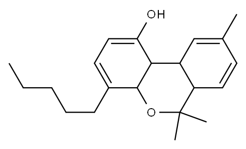 テトラヒドロ-6,6,9-トリメチル-4-ペンチル-6H-ジベンゾ[b,d]ピラン-1-オール 化学構造式