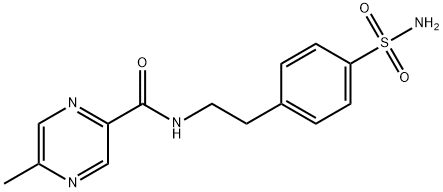 Glipizide Related Compound A (N-{2-[(4-aminosulfonyl)phenyl]ethyl}-5-methyl-pyrazinecarboxamide) 化学構造式
