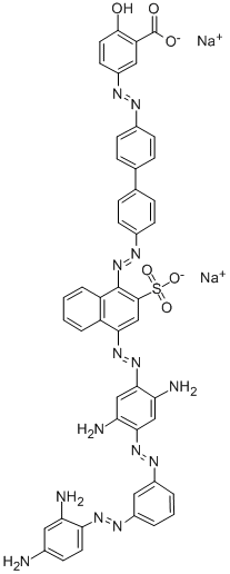 disodium 5-[[4'-[[4-[[diamino[[3-[(2,4-diaminophenyl)azo]phenyl]azo]phenyl]azo]sulphonato-1-naphthyl]azo][1,1'-biphenyl]-4-yl]azo]salicylate Structure