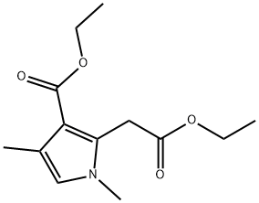 3-(エトキシカルボニル)-1,4-ジメチル-1H-ピロール-2-酢酸エチル 化学構造式