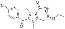 ethyl 3-carboxy-5-(4-chlorobenzoyl)-1,4-dimethyl-1H-pyrrole-2-acetate Struktur