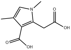 3-カルボキシ-1,4-ジメチル-1H-ピロール-2-酢酸 化学構造式