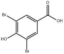 3,5-ジブロモ-4-ヒドロキシ安息香酸 化学構造式