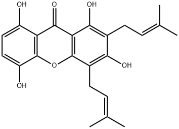 1,3,5,8-Tetrahydroxy-2,4-bis(3-methyl-2-butenyl)-9H-xanthen-9-one Struktur
