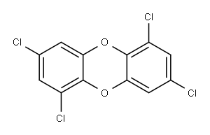1,3,6,8-テトラクロロジベンゾ[b,e][1,4]ジオキシン 化学構造式
