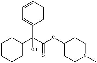 フェニルシクロヘキシルヒドロキシ酢酸1-メチル-4-ピペリジニル 化学構造式