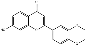 3',4'-ジメトキシ-7-ヒドロキシフラボン 化学構造式