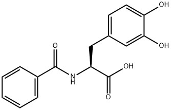 (S)-α-(ベンゾイルアミノ)-3,4-ジヒドロキシベンゼンプロパン酸 化学構造式