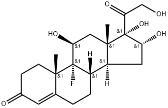 9-フルオロ-11β,16α,17,21-テトラヒドロキシプレグナ-4-エン-3,20-ジオン 化学構造式