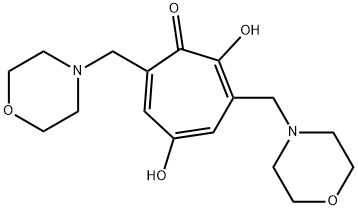 3,7-ビス(モルホリノメチル)-2,5-ジヒドロキシ-2,4,6-シクロヘプタトリエン-1-オン 化学構造式
