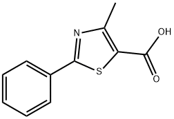 4-甲基-2-苯基-1,3-噻唑-5-羧酸, 33763-20-1, 结构式